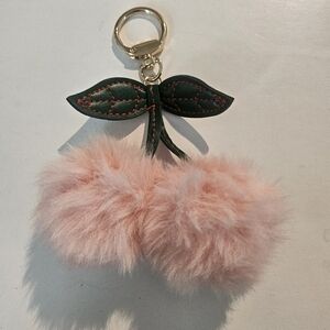 NWOT! PINK Fluffy Cherry Keychain